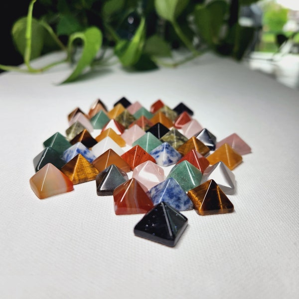 Mini Pyramid, 14mm by 10mm crystal Gemstone Pyramid • Rose Quartz • Red Jasper • Blue Gold Stone • Unakite •Aventurine•Tiger Eye•Carnelian