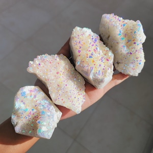 Aura quartz cluster •Angel Aura quartz mineral cluster • Ombre quartz cluster - Rainbow aura crystal cluster - Alter crystal gift