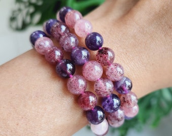 Pulsera Super Seven, pulsera Melody Stone - Pulsera de piedras preciosas Super Seven de 8 mm - alta vibración - Pulseras de cristal protectoras curativas