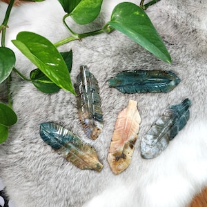 Caribbean calcite feather | 3.8&quot; Aragonite crystal feather carving gift | Healing crystal feather home decoration