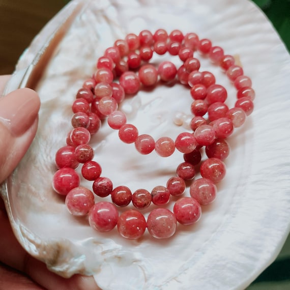 Thulite Bracelet Pink Thulite crystal Gemstone Jewelry Gift Unisex  crystal bracelet Heart Solar Sacral chakras bracelet jewelry gift