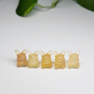 Mini Yellow Fluorite Pokemon - super cute 0.6inch carving suitable as pocket candy or for fun display around the home, especially for Pokemon lovers! Carved from the rare quality Yellow Fluorite, get yours at my Etsy shop now!