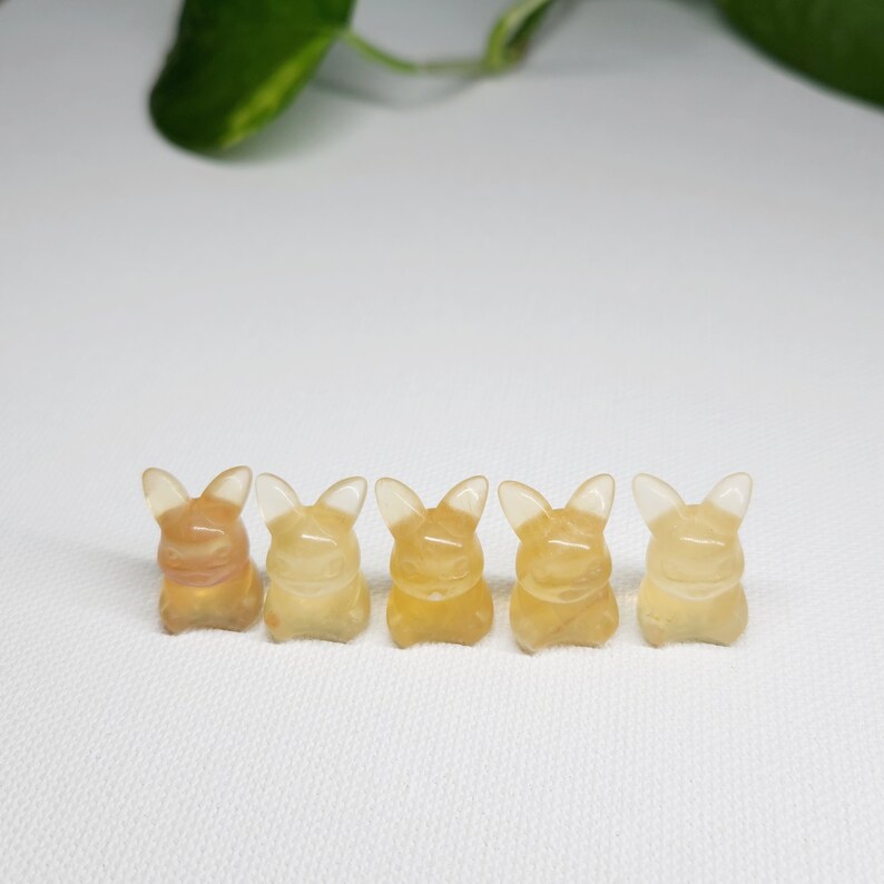 Mini Yellow Fluorite Pokemon - super cute 0.6inch carving suitable as pocket candy or for fun display around the home, especially for Pokemon lovers! Carved from the rare quality Yellow Fluorite, get yours at my Etsy shop now!