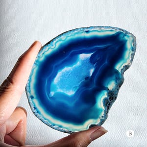 Blue Agate slice • Agate slab • 4.1,&quot; - 5.35&quot; crystal Agate gemstone coaster gift home decoration