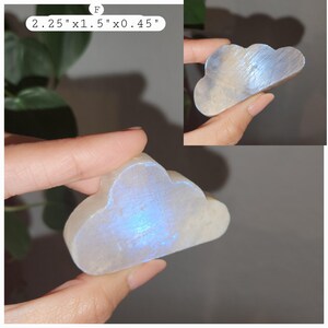 Super flashy Moonstone cloud shape carving in various sizes. Each piece is beautiful on its own. A fun gift to all family and friends. Strong blue and silver flashes in each piece.
