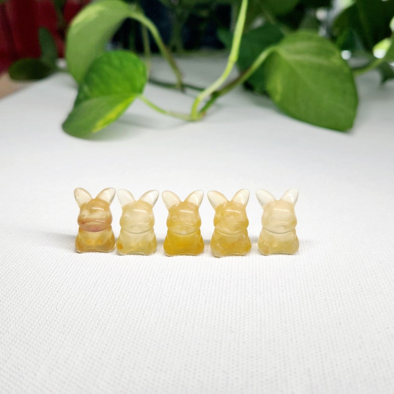 Mini Yellow Fluorite Pokemon - super cute 0.6inch carving suitable as pocket candy or for fun display around the home, especially for Pokemon lovers! Carved from the rare quality Yellow Fluorite, get yours at my Etsy shop now!