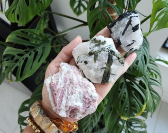 Raw Tourmaline • Pink Tourmaline - Green tourmaline • Black Tourmaline in quartz • Tourmaline in quartz crystal specimen mineral