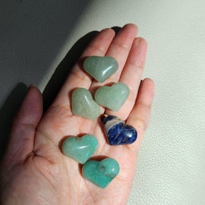 Crystal heart carving - Mixed hearts - small assorted gemstone hearts - puffy crystal hearts - hearts gift home decoration