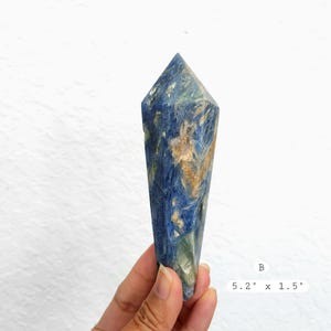 Blue Kyanite Wand | 5.2&quot; Polished Kyanite Wand - Flashy Blue Kyanite Scepter • Crystal gift home decoration KWB