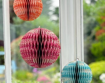 Handmade Jaipur Honeycomb Decorations from Recycled Paper
