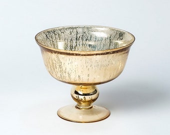 Mercury Glass Footed Bowl | Wedding Flower Bowl | Decorative Bowl