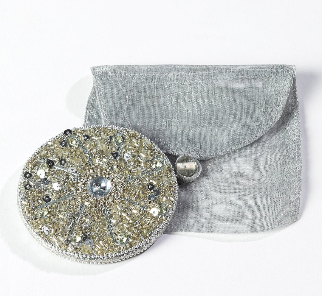 Miroir De Sac à Main Avon Double Face Motif Chat - Forme Cœur Rose - 7x7 Cm