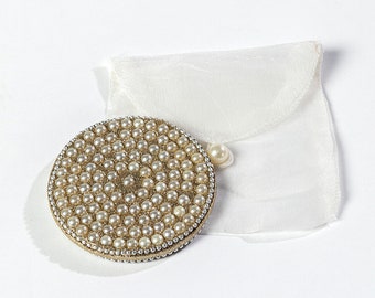 Pearl Handbag Mirror | Pocket Mirror | Makeup Mirror with Organza Bag