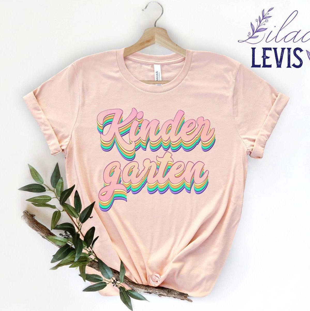 Kindergarten Teacher Shirt Retro Rainbow Design, Grade Level Tshirt, …