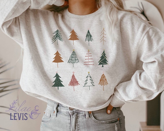Christmas Trees Sweatshirt Christmas Sweatshirt for Women - Etsy