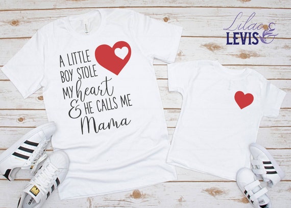 mom and son matching valentines day shirts