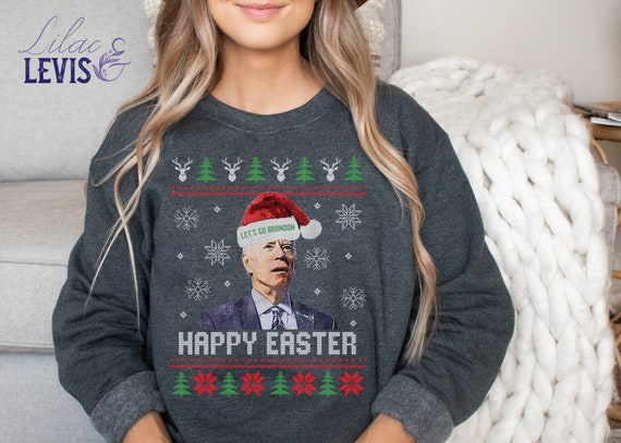 Ugly Christmas Sweater Funny Christmas Sweatshirt Biden - Etsy