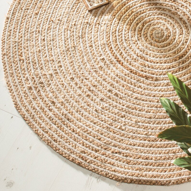 Ecofriendly Natural Braided Round Jute Rug 120cm Etsy