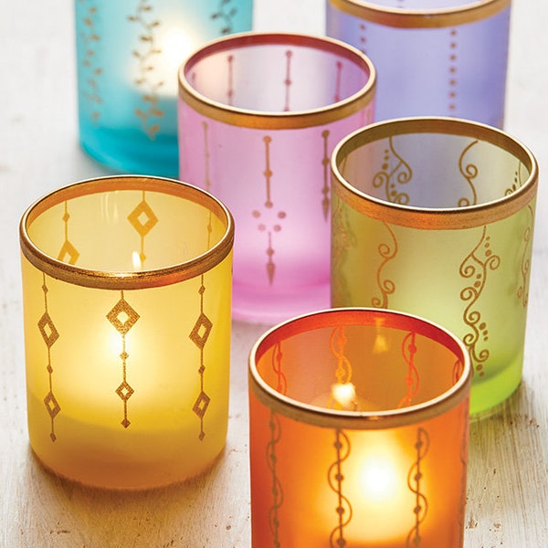 Hand Painted Glass Tealight Holders