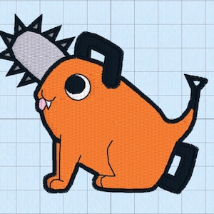 A cute anime chainsaw dog embroidery file pack