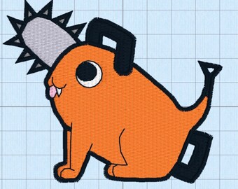 A cute anime chainsaw dog embroidery file pack