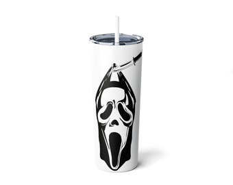 Ghostface Skinny Steel Tumbler with Straw, 20oz