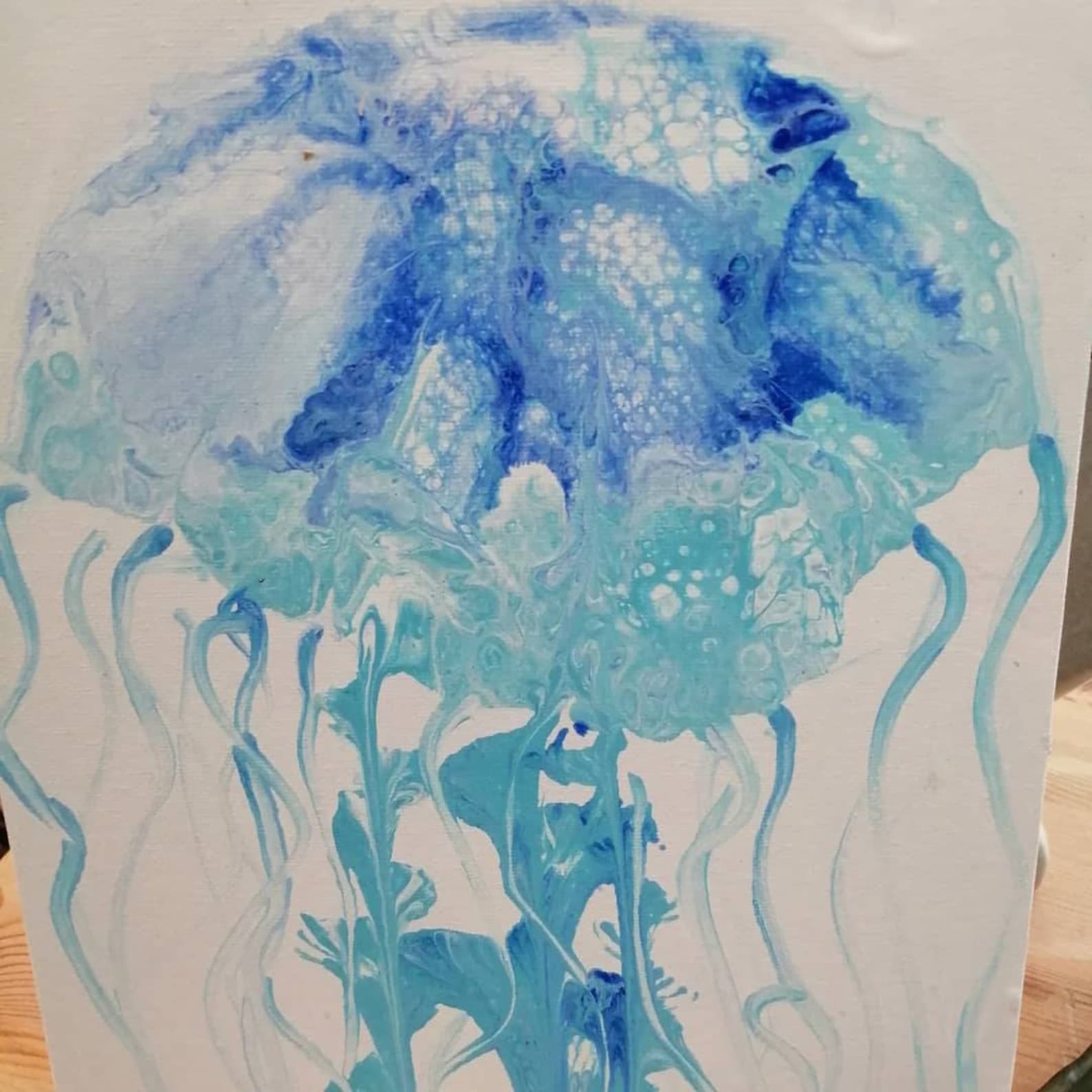 Dreamy Jellyfish Abstract Acrylic Canvas Painting Etsy