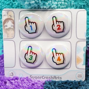 Wii Hand Pins | 1,25 tums Pinback-knapp, Holografisk, Videospel, Nintendo
