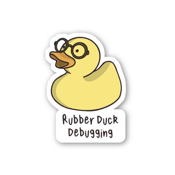Rubber Duck Debugging  | Waterproof Glossy Tech Pun Stickers | Hydroflask Laptop Vinyl Decal | Software Coding Stickers