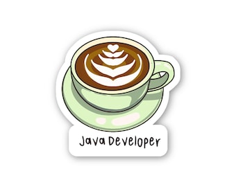 Programista Java | Wodoodporne błyszczące naklejki z kalamburem technicznym | Hydroflask naklejka winylowa na laptopa | Naklejki do kodowania oprogramowania