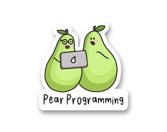 Peer-programmering | Waterdichte glanzende technische woordspelingen | Hydroflask laptop vinyl sticker | Softwarecoderingsstickers