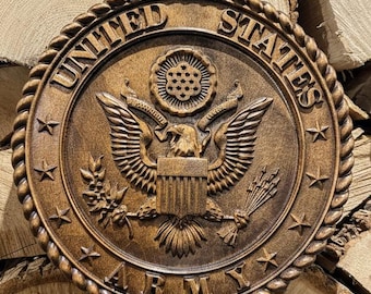 Large Army Plaque — 24" Carved US Army Emblem Wood Plaque | 2025 Edition | Officially Licensed | Career Tribute Gift