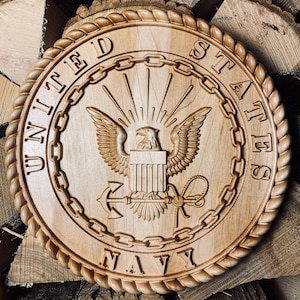 Carved US Navy Seal Wall Art: Handmade Military Gift