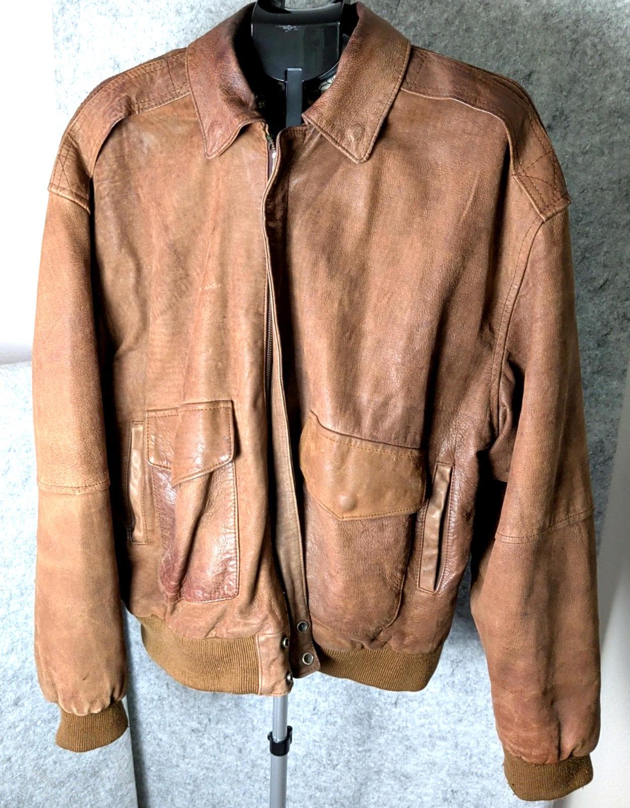 Vintage Leather Bomber Jacket Map Lining - Etsy