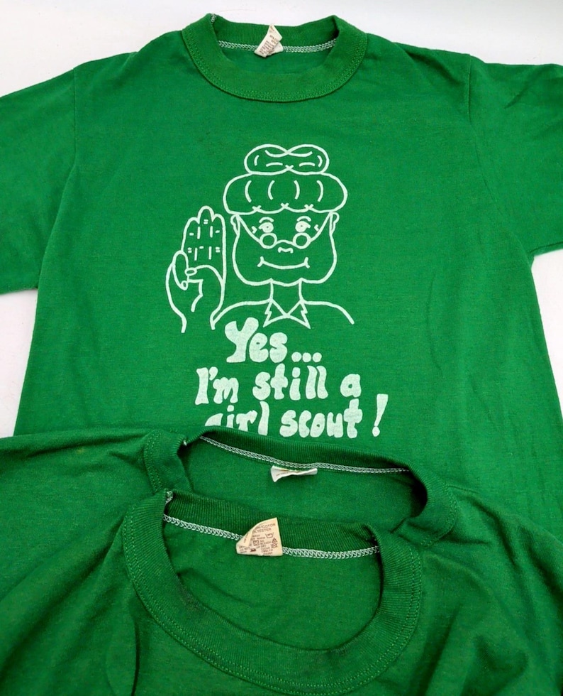 3-VTG Adult 70s Green Girl Scouts T-Shirts S, M, L "Yes I'm Still a Girl Scout" image 1