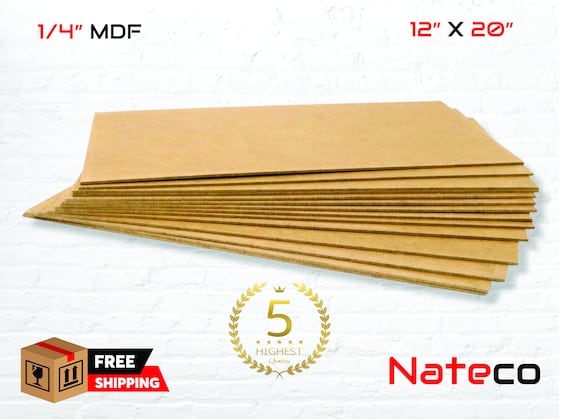 12 Pack of 1/4" (6mm) MDF 12" X 20" actual size (11.875" x  20") Glowforge CNC Crafting