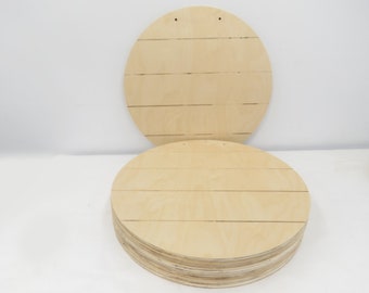 Sale - Pack of 8 IMPERFECT - 22" Faux Shiplap Unfinished Circles - 1/2" Birch Plywood - with 2 Holes