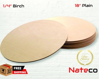 18" Birch 1/4" Unfinished Circles Rounds Birch plywood - With / Without Holes for Hanging / CNC Crafting / DIY sign / Choose Number  in Pack