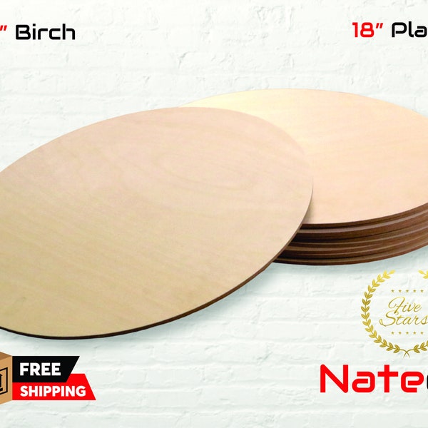 18" Birch 1/4" Unfinished Circles Rounds Birch plywood - With / Without Holes for Hanging / CNC Crafting / DIY sign / Choose Number  in Pack