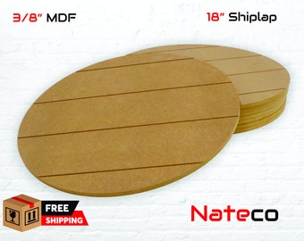 18" MDF 3/8" Unfinished Shiplap Circles Rounds With / Without Holes for Hanging / CNC Crafting / DIY sign