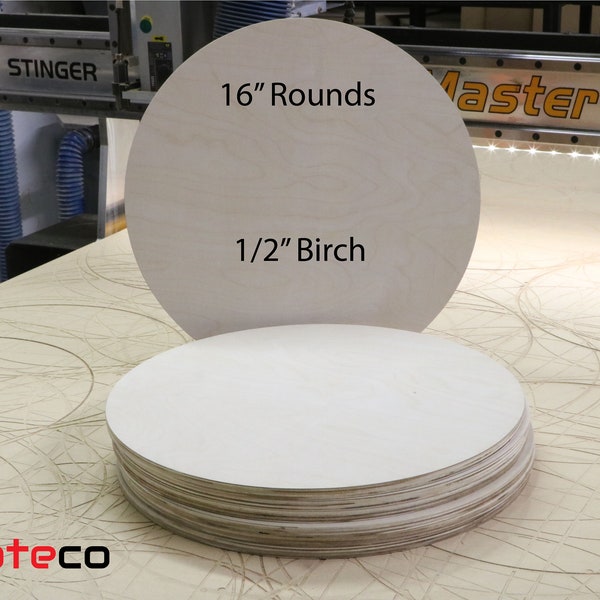 Pack of 16" Rounds 1/2" Unfinished Circles - Birch plywood - With/Without Holes for Hanging /CNC Crafting / DIY sign / Choose Number in Pack