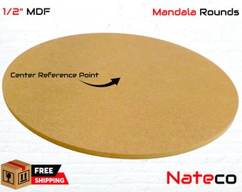 1/2" MDF Mandala Blank Rounds with Center Reference Various Sizes