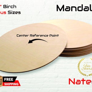 1/4&quot; Birch Mandala Blank Rounds with Center Reference Various Sizes