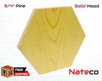 Solid Pine Wood Hexagon Shape - Various sizes