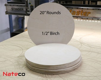 8 Pack of 20" Rounds 1/2" Unfinished Wooden Circles - Birch plywood -With/Without Holes / DIY sign