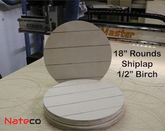 Pack of 18" Rounds 1/2" Unfinished Shiplap (Faux) Wooden Circles - Birch plywood -With/Without Holes / DIY sign