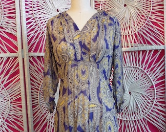 Vintage Sheer Paisley Print Dress