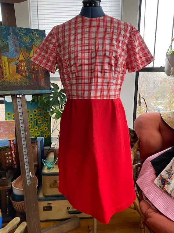 Homemade Vintage Red Checkered Dress - image 1