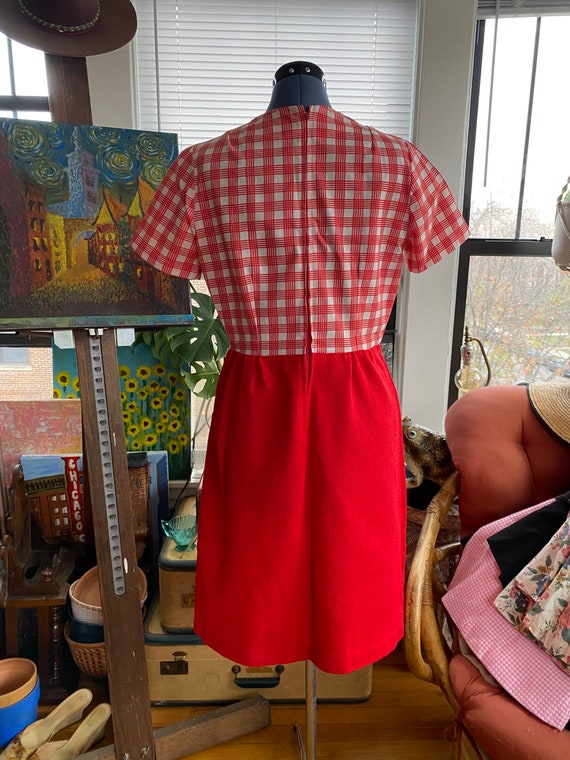 Homemade Vintage Red Checkered Dress - image 2