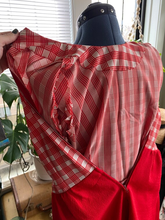 Homemade Vintage Red Checkered Dress - image 5